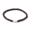 Natural Coffee Jasper Rondelle & Pearl Beaded Stretch Bracelets, Inner Diameter: 2-1/4 inch(5.8cm)