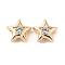 Brass with Cubic Zirconia Beads Beads, Real 18K Gold Plated, Star, Azure, 7.5x8x3mm, Hole: 1mm