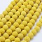 Natural Lava Rock Beads Strands, Dyed, Round, Yellow, 6mm, Hole: 1mm, about 62pcs/strand, 14.7 inch(37cm)