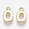 Brass Charms, Nickel Free, Letter, Golden, Letter.O, 8.5x5x1.5mm, Hole: 0.8mm