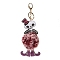 Halloween Alloy Keychain, with PU Imitation Leather and Plush Pompom, Skull, Dark Red, 23.2cm, Pendants: 175x81.5x31mm