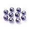 Handmade Porcelain Beads, Pearlized, Round, Dark Blue, 10mm, Hole: 2~3mm