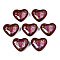 Flower Printed Opaque Acrylic Heart Beads, Coconut Brown, 16x19x8mm, Hole: 2mm