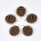 Faux Suede Woven Pendants, with Alloy Findings, Flat Round, Golden, Saddle Brown, 32x28.5x6~7mm, Hole: 1.8mm