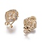 Brass Micro Pave Cubic Zirconia Stud Earring Findings, French Clip Earrings, with Loop, Rhombus, Clear, Golden, 18.5x14x12mm, Hole: 1.8mm, Pin: 0.7mm