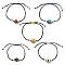 Evil Eye Handmade Lampwork & Glass Adjustable Braided Bead Bracelets, Mixed Color, Inner Diameter: 3-1/8 inch(7.95cm)