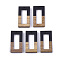 Resin & Wood Pendants, Rectangle, Black, 27~28x14.5x3~4mm, Hole: 1.5mm