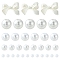 5 Style Imitation Pearl Acrylic Beads, Round & Bowknot, White, 3~24x3~33x3~9.5mm, Hole: 1~2mm