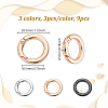 9Pcs 3 Colors Alloy Spring Gate Rings FIND-NB0006-25A-2