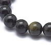 Natural Golden Sheen Obsidian Bead Stretch Bracelets BJEW-K212-C-020-2