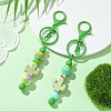 Baking Paint Alloy and Brass Bar Beadable Keychain for Jewelry Making DIY Crafts DIY-YW0007-58E-2