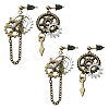 2 Pairs Alloy Toothed Wheel Dangle Stud Earrings EJEW-HY0001-19C-1