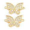 Brass Micro Pave Clear Cubic Zirconia Connector Charms CU-CBA908F-04G-04-1