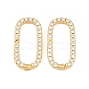 Oval Brass Micro Pave Clear Cubic Zirconia Spring Gate Rings KK-C162-093G-1