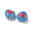Heart Pattern Handmade Porcelain Enamel Beads PORC-G016-03K-3