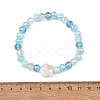 Ocean ABS Plastic Imitation Pearl Shell Shape Electroplate Glass Faceted Rondelle Beaded Stretch Bracelets for Women BJEW-JB14386-01-4