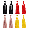 4 Pairs 4 Colors Polyester Tassels Earrings with Seed Beaded EJEW-FI0002-96-1
