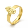 PVD Vacuum Plating 304 Stainless Steel Oval with Virgin Mary Finger Ring for Women RJEW-A013-02G-02-3