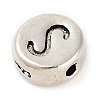 925 Sterling Silver Flat Round with Letter Beads STER-G044-01AS-S-2