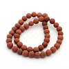 Frosted Grade A Natural Red Jasper Round Bead Strands G-M272-17-8mm-2
