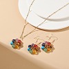 Natural & Synthetic Mixed Gemstones Flower Dangle Earrings and Pendant Necklace SJEW-JS01259-5