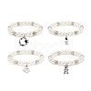 ABS Plastic Imitation Pearl  & Rhinestone Beaded Stretch Bracelet with Alloy Charm for Women BJEW-JB08526-1