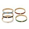304 Stainless Steel Micro Pave Clear Cubic Zirconia Enamel Hinged Cuff Bangles for Women SA-CBAC920-05G-4
