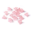 Pink Frosted Transparent Acrylic Flower Beads X-PLF018-02-5