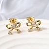 Bowknot Brass Micro Pave Clear Cubic Zirconia Stud Earrings for Women LS-EJEW-G460-03G-3