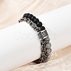 Natural Round Picasso Stone & Frosted Black Bead Bracelets BJEW-M081-01A-4