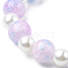 Glass Beaded Stretch Bracelet with Alloy Enamel Unicorn Charm for Kids BJEW-JB09555-5