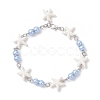 3Pcs Synthetic Turquoise Starfish Link Bracelets for Women BJEW-JB12469-3