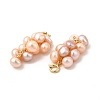 Natural Pearl Cluster Brass Spring Ring Clasp Charms KK-I697-08G-3