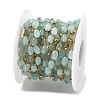 Natural Dyed Jade & 304 Stainless Steel Beads Link Chains CHS-K021-08B-04-2