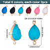 12Pcs 6 Colors Druzy Quartz Crystal Dyed Connector Charms FIND-SC0005-33-2