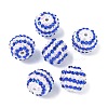 Striped Resin Rhinestone Beads OACR-A037-01B-1