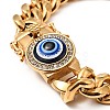 Ion Plating(IP) 304 Stainless Steel Curb Chains Bracelet with Crystal Rhinestone BJEW-E009-05G-02-3