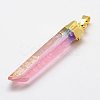 Electroplate Natural Quartz Crystal Pendants G-F463-04B-2