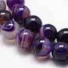 Natural Striped Agate/Banded Agate Bead Strands X-G-K166-13-10mm-04-3