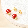 Brass Enamel Stud Earrings EJEW-F372-01B-G-3