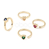 Brass Micro Pave Cubic Zirconia Cuff Rings RJEW-M138-13G-1