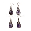 Natural Amethyst Teardrop Dangle Earrings EJEW-B055-01R-21-1