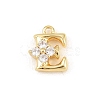 Brass Micro Pave Clear Cubic Zirconia Charms KK-Z151-18G-E-1
