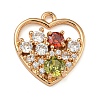 Brass Micro Pave Clear Cubic Zirconia Pendants ZIRC-U003-01G-02-1