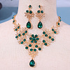 Alloy Rhinestone Pendant Necklaces & Stud Dangle Earrings Sets for Women WG381FF-02-1