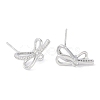 Left and Right Brass Pave Clear Cubic Zirconia Stud Earring Findings LS-KK-F875-02P-2