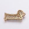 Brass Micro Pave Cubic Zirconia Puppy Pendants ZIRC-G125-35-3