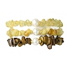 3Pcs 3 Styles Natural Mixed Gemstone Chip & Cultured Freshwater Pearl Beaded Stretch Bracelets Set for Women BJEW-JB13762-06-5