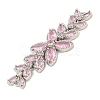 Brass Pave Pink Cubic Zirconia Flower with Leaf Links Connector Charms KK-P277-52P-02-2