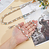 2Pcs 2 Styles Acrylic Colorful Rhinestone & Round Plastic Pearl Link Chain Double Layer Alloy Cross Charm Jean Chains AJEW-HS0001-26P-3